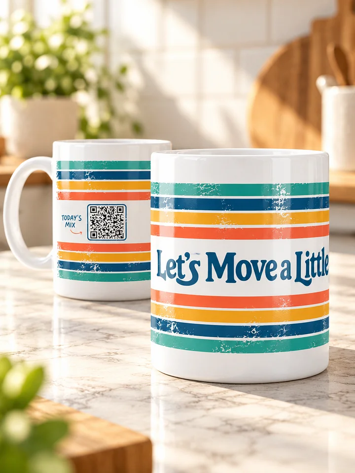 Let’s Move a Little Retro Stripe mug